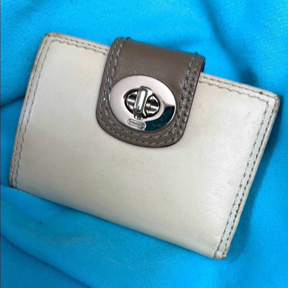Coach Cream Wallet with Silver Turn-Lock Closure